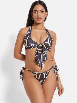G Heist - Multi-Color Polyester Printed Bikini Top With Panty Set
