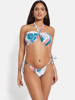 G Heist - Multi-Color Polyester Printed Bikini Top With Panty Set