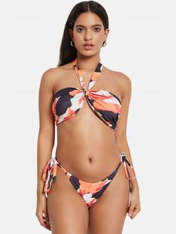 G Heist - Multi-Color Polyester Printed Bikini Top With Panty Set