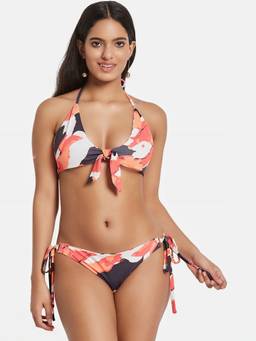 G Heist - Multi-Color Polyester Printed Bikini Top With Panty Set
