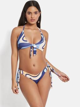 G Heist - Multi-Color Polyester Printed Bikini Top With Panty Set