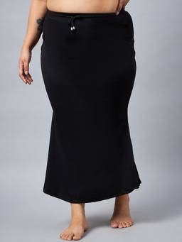 G Heist - Women Black Plus Size Solid Skinny Fit Saree Shapewear