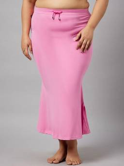 G Heist - Women Pink Plus Size Solid Skinny Fit Saree Shapewear