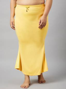 G Heist - Women Yellow Plus Size Solid Skinny Fit Saree Shapewear