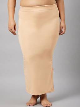 G Heist - Women Nude Plus Size Solid Seamless Saree Shapewear