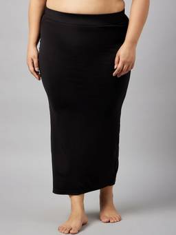 G Heist - Women Black Plus Size Solid Seamless Saree Shapewear