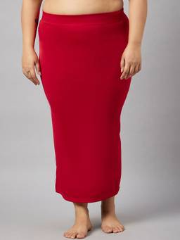 G Heist - Women Red Plus Size Solid Seamless Saree Shapewear