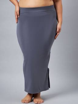 G Heist - Women Grey Plus Size Solid Seamless Saree Shapewear