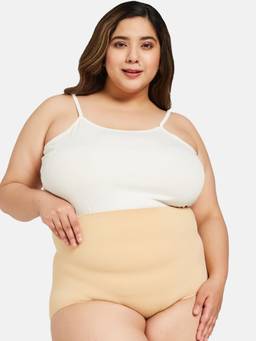 G Heist - Women Plus Size Nude Solid High-Waist Seamless Shaping Brief