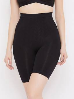 G Heist - Women Black-Colored Solid High-Waist Tummy and Thigh Shaper