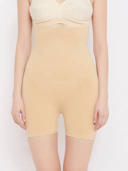 G Heist - Women Skin-Colored Solid High-Waist Tummy and Thigh Shaper
