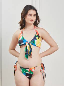 G Heist - Printed Multi-Colour Beachwear Swim Bikini Bra & Panty