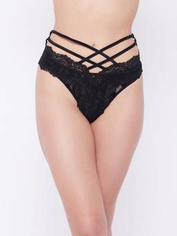 G Heist - Women Black Self Design Briefs
