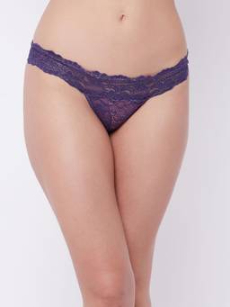 G Heist - Women Purple Self Design Lace Bikini Briefs