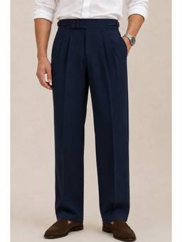 Perch - Navy Solid Straight Fit Double Buckle Gurkha Pant