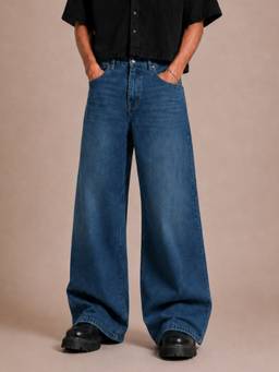Perch - Blue Solid Flared Fit Jeans