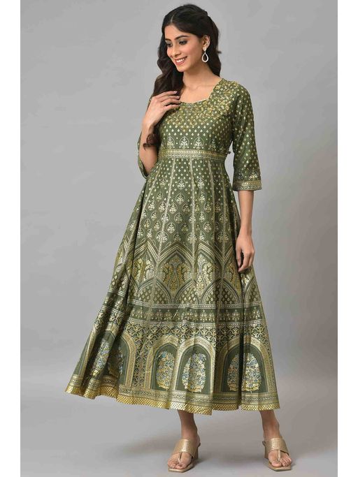 slim fit dress slacks Aurelia Dress — Green Cotton | DAHLIA