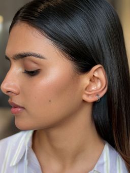 Tora - Infinity Loop: 92.5 Oxidized Silver Hoops For Women