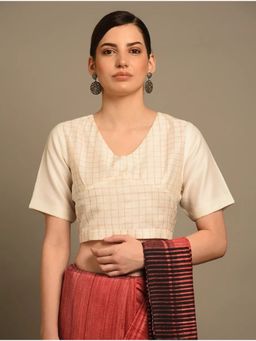 SMRITI GUPTA - Off White Checks Chanderi Blouse