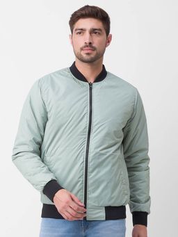 Spykar - Charcoal Grey Mint Green Polyester Full Sleeve Casual Jacket for Men