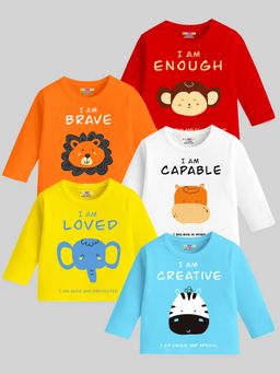 Kuchipoo - Boys Regular Fit Full Sleeves Cotton T-Shirts (Pack of 5)