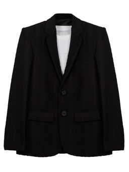 CHARCHIT - Boys Solid Textured Full Sleeves Blazer with T-Shirt - Black