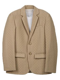 CHARCHIT - Boys Solid Textured Full Sleeves Blazer with T-Shirt - Cream