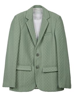 CHARCHIT - Boys Solid Textured Full Sleeves Blazer with T-Shirt - Green
