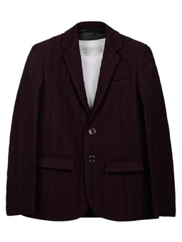 CHARCHIT - Boys Solid Textured Full Sleeves Blazer with T-Shirt - Wine