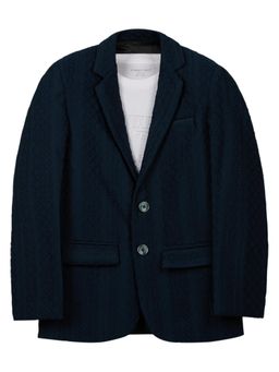 CHARCHIT - Boys Solid Textured Full Sleeves Blazer with T-Shirt - Green