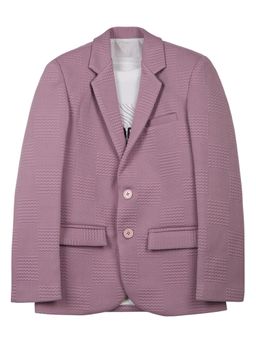 CHARCHIT - Boys Solid Textured Full Sleeves Blazer with T-Shirt - Magenta