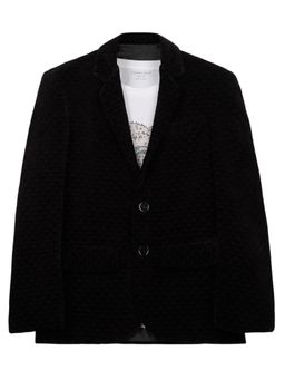 CHARCHIT - Boys Solid Textured Full Sleeves Blazer with T-Shirt - Black