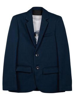 CAVIO - Boys Solid Textured Full Sleeves Blazer with T-Shirt - Blue