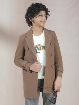CRIMSOUNE CLUB - Boy's Brown Notched Lapel Longline Coat