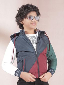 CRIMSOUNE CLUB - Boy's Multi-Color Colorblocked Hooded Puffer Reversible Jacket