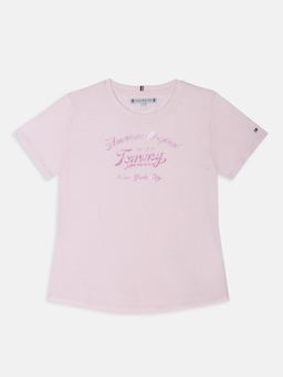 Tommy Hilfiger - Girls Logo Slim Fit Cotton T-Shirt - Pink