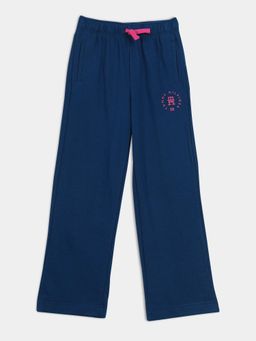 Tommy Hilfiger - Girls Regular Fit Solid Mid Rise Trackpant - Blue