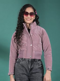 CRIMSOUNE CLUB - Girl's Pink High Neck Cropped Jacket