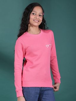 CRIMSOUNE CLUB - Girl's Pink Embellished Sweatshirt
