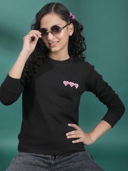 CRIMSOUNE CLUB - Girl's Black Embellished Sweatshirt