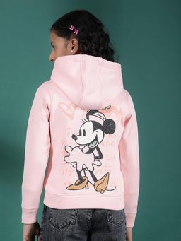 CRIMSOUNE CLUB - Girl's Pink Graphic Printed Hooded Neck Jacket