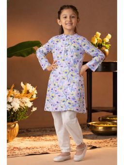 Maaesa - Tropical Floral Printed Cotton Kurta and Pyjama For Girls