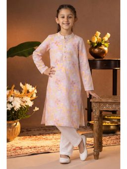 Maaesa - Tropical Floral Printed Cotton Kurta and Pyjama For Girls