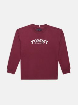 Tommy Hilfiger - Boys Logo Regular Fit Cotton T-Shirt - Maroon