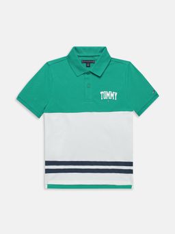 Tommy Hilfiger - Boys Colorblock Regular Fit Cotton Polo T-Shirt - Green