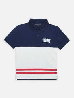 Tommy Hilfiger - Boys Colorblock Regular Fit Cotton Polo T-Shirt - Navy Blue