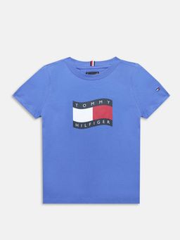Tommy Hilfiger - Boys Logo Regular Fit Cotton T-Shirt - Blue