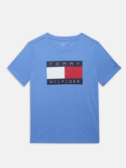 Tommy Hilfiger - Boys Logo Regular Fit Cotton T-Shirt - Blue