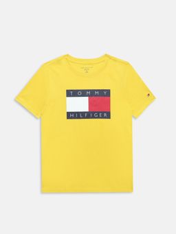Tommy Hilfiger - Boys Logo Regular Fit Cotton T-Shirt - Yellow