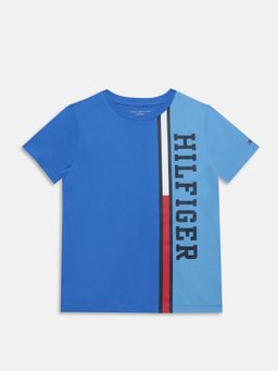 Tommy Hilfiger - Boys Logo Regular Fit Cotton T-Shirt - Blue